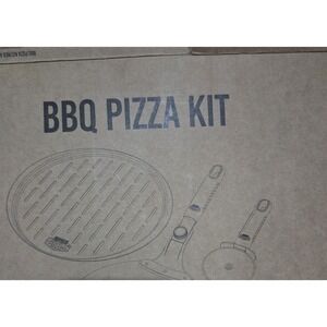 Expert Grill BBQ Pizza Kit 3 Piece Set Silver Red Black Non-Stick Pan Cutter